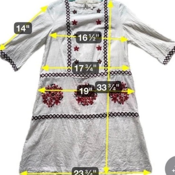 Suno White Embroidered Tunic Dress Boho Cottagecore Floral Appliqué Size 6 - Picture 6 of 14